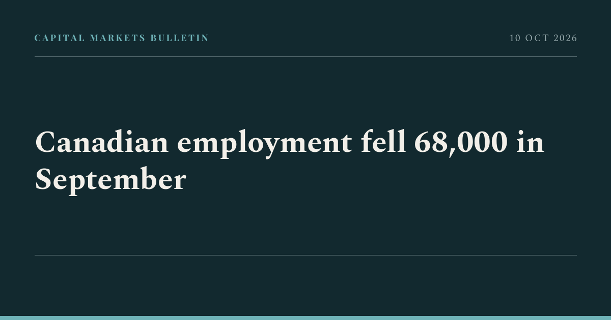 Canadian employment fell 68,000 in September