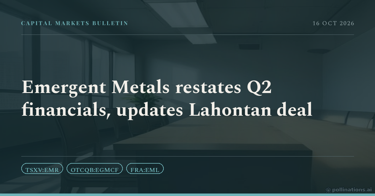 Emergent Metals restates Q2 financials, updates Lahontan deal