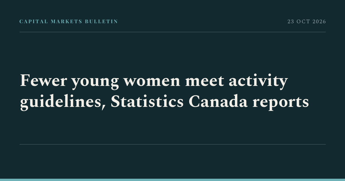 Fewer young women meet activity guidelines, Statistics Canada reports