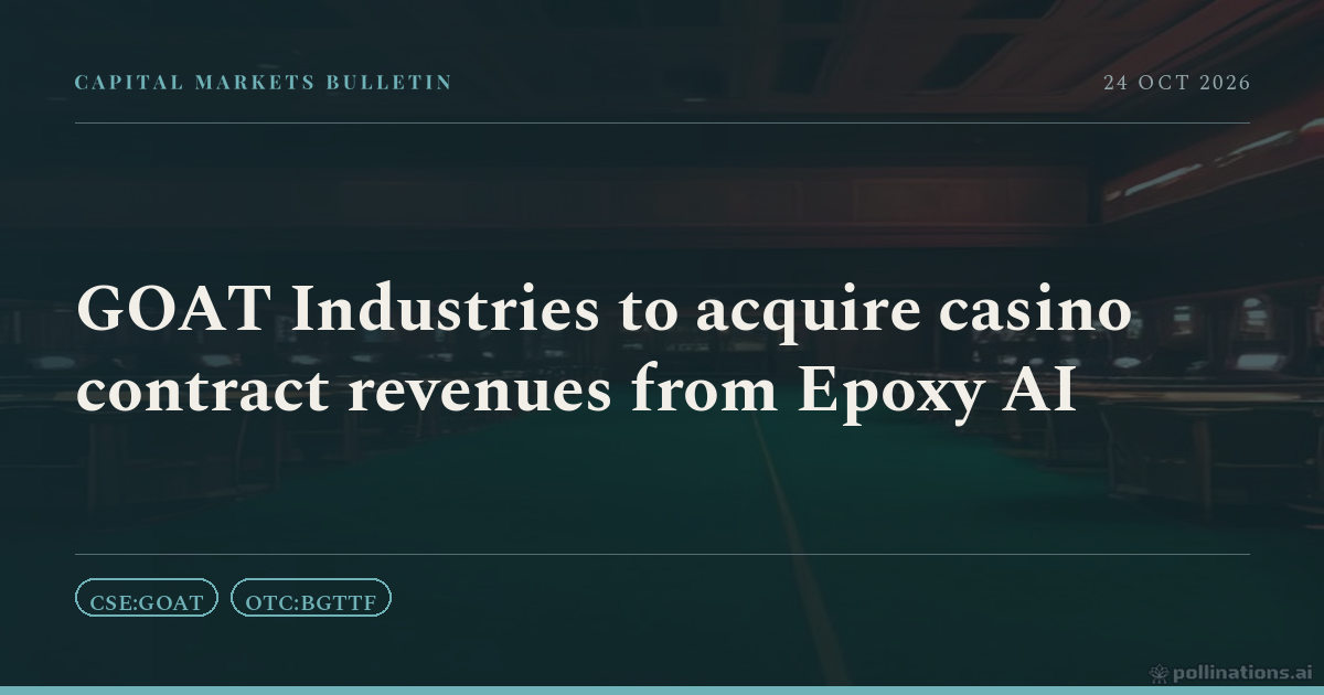 GOAT Industries to acquire casino contract revenues from Epoxy AI