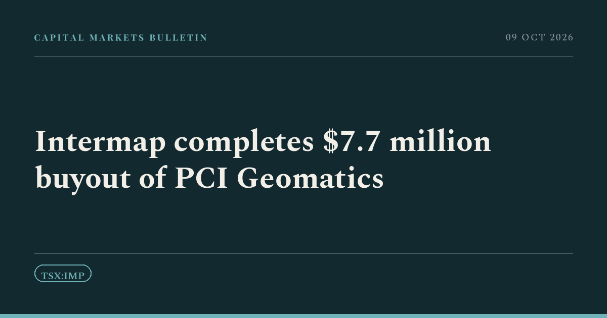 Intermap completes $7.7 million buyout of PCI Geomatics