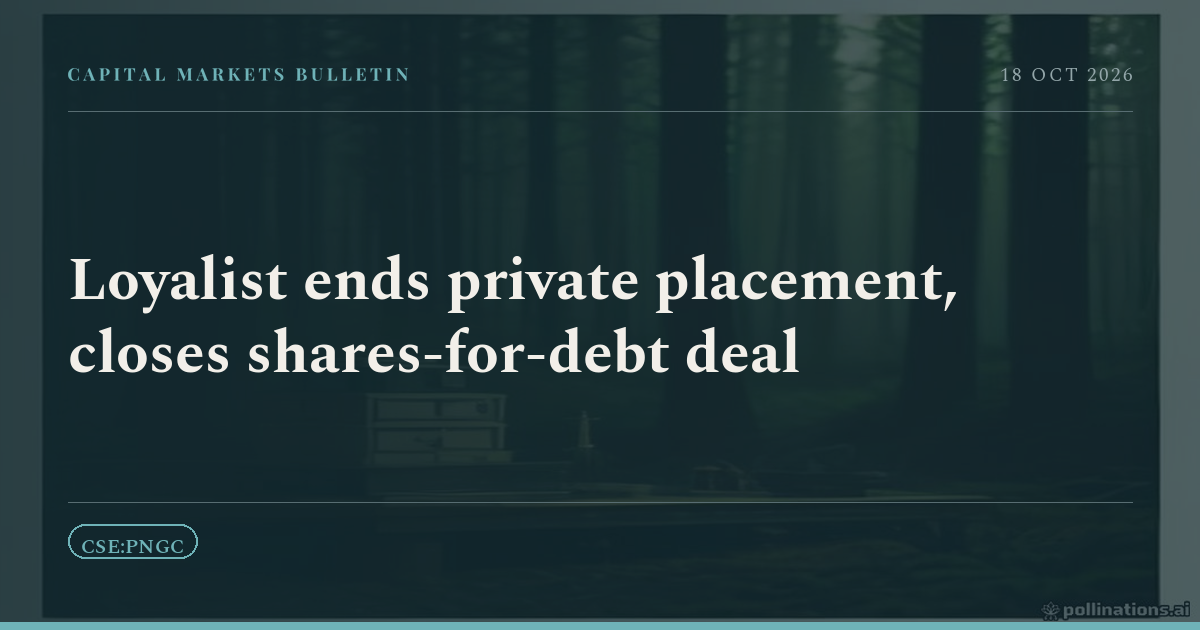 Loyalist ends private placement, closes shares-for-debt deal