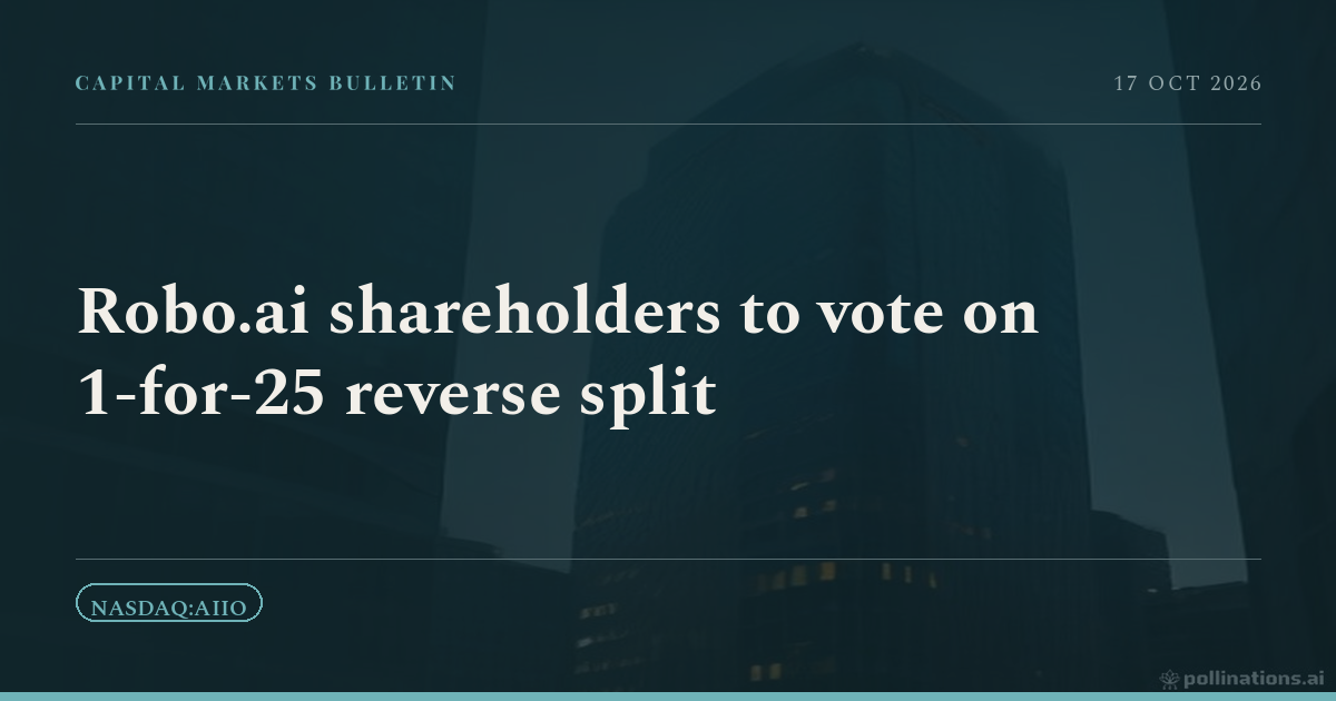 Robo.ai shareholders to vote on 1-for-25 reverse split