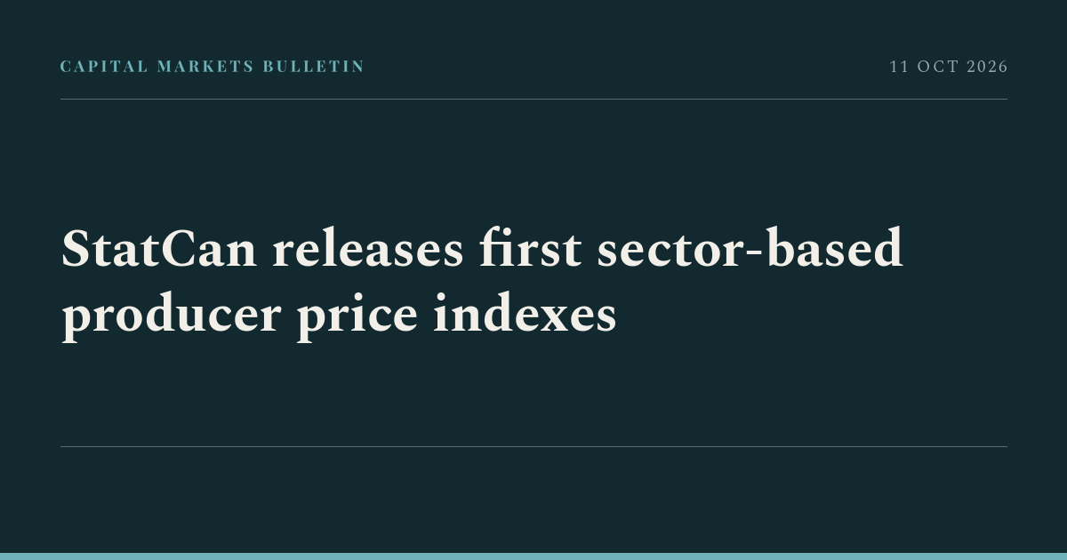 StatCan releases first sector-based producer price indexes