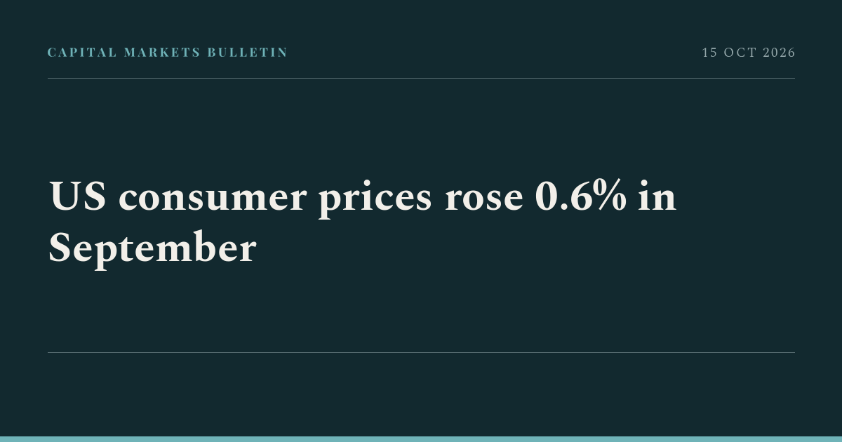 US consumer prices rose 0.6% in September