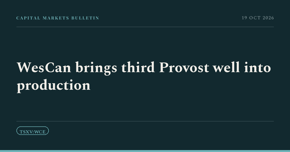 WesCan brings third Provost well into production